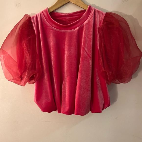 Maeve Puff Sleeve Velvet Blouse BNWT S - Picture 4 of 11